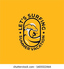 Surfing Summer Logo Vector Image Stock