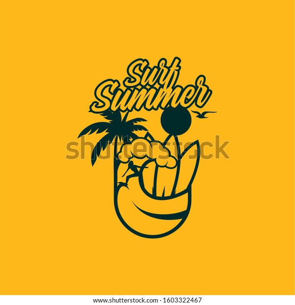 Surfing Summer Logo Vector\
Image Stock