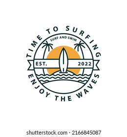 Inspiración vectorial del logo de Verano de Surfing.