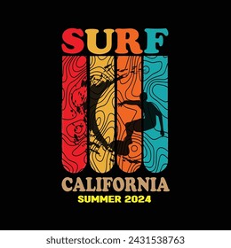 Diseño de camiseta de surf en verano