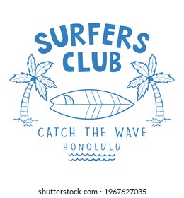 Surfing and Summer Theme Vector Graphic for T-shirt Prints and Other Uses