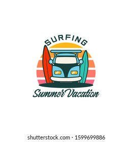 Surfing Summer Vector Illustration for Logo and T-shirt Design