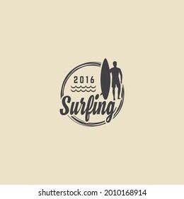 surfing summer vintage logo vector