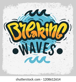 Surfing Surf  Design  Hand Drawn Lettering Type Logo Sign Label for Promotion Ads t shirt or sticker Poster Vector Image
