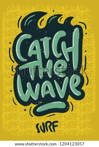 Surfing Surf  Design  Hand Drawn Lettering Type Logo Sign Label for Promotion Ads t shirt or sticker Poster Vector Image