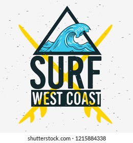 Surfing Surf Themed Graphics for Promotion Ads t shirt or sticker Poster Flyer Design Vector Image.