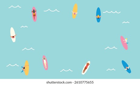 Surfing and Surfboard background. Vector illustration with copy space.