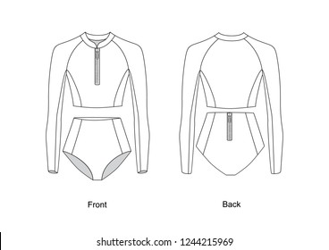 Surfing swimwear, vector