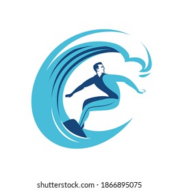 Surfing symbol. Surf emblem vector illustration