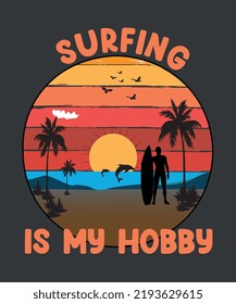 Surfing T Shirt design, surfing hobby,