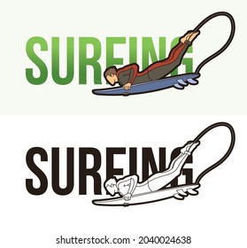 Surfing Text with Sport Player Graphic Vector