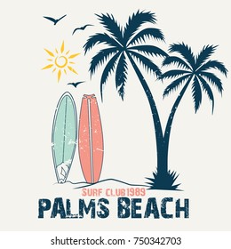 Surfing theme, slogan graphics and illustrations with patches for t-shirt and other uses.