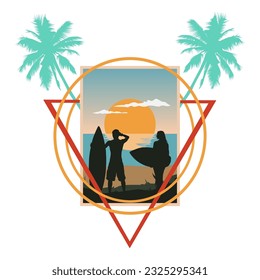 surfing theme vector t-shirt design