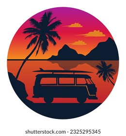 surfing theme vector t-shirt design
