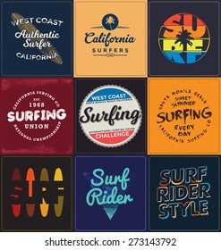 Surfing Themed Collection - Typographic Design Set - Classic look ideal for screen print shirt design