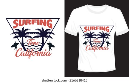 Surfing Time California T-shirt Design Vector Illustration