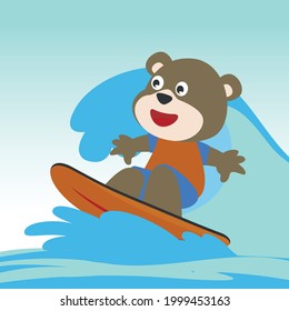 Surfing time with cute little bear at summer. Can be used for t-shirt printing, children wear fashion designs, baby shower invitation cards and other decoration. 