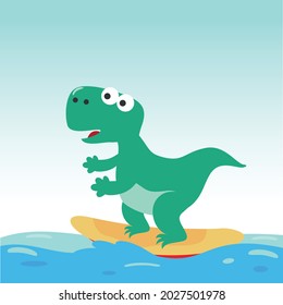 Surfing time with cute little dog at summer. Can be used for t-shirt printing, children wear fashion designs, baby shower invitation cards and other decoration. 