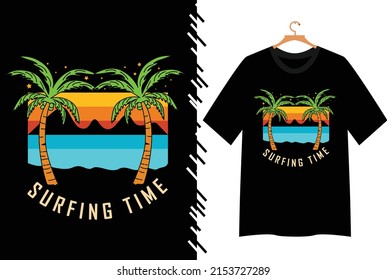 surfing time graphic for t shirt design