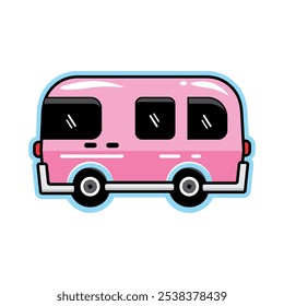 Concepto de diversión de verano de tiempo de surf. Antiguas azul furgoneta de surf, autobús retro, ilustración de Vector