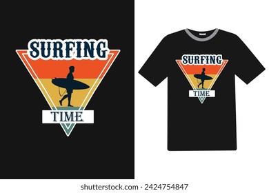 Surfing Time Summer T-shirt Design.