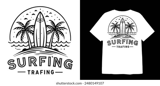 ilustración de tráfico de surf para diseño de camiseta