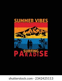 Surfing T-shirt Design, Surfing Beach T-shirt Design