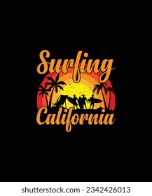 Surfing T-shirt Design, Surfing Beach T-shirt Design