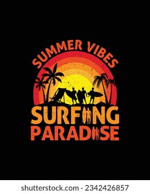 Surfing T-shirt Design, Surfing Beach T-shirt Design