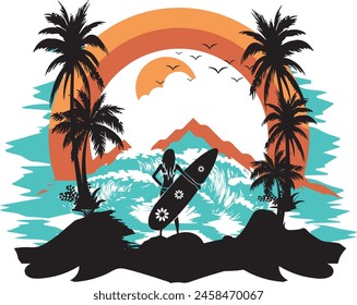 Surfing t-shirt design . "Dive into the waves of style with our Surfing T-shirt design, capturing the essence of coastal freedom and adventure.