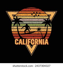 Surfing t-shirt Design Happiness, California