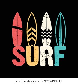 Diseño de camisetas de surf, afiches, tarjetas de felicitación, textiles, ilustración de vectores de etiquetas, pancarta y regalo