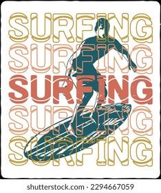 Surfing T-Shirt Design, Summer Design, Beach Design, Vector Art, Graphic T-Shirt. Colorful T-Shirt, Typography T-Shirt, Digital Print.