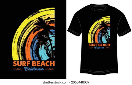 Surfing T-shirt Design, Summer paradise, Surf Paradise, Break The Waves, Sea Beach, California Beach, Santa Monica Beach, Enjoy Great Summer, T-shirt, Typography T-shirt Design, Vector Illustration