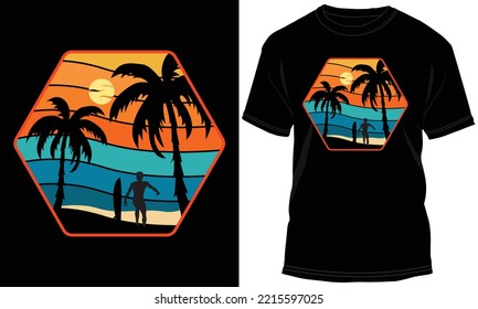 Surfing T-shirt Design Vector Graphic