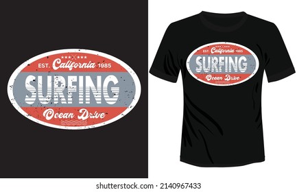 Surfing T-shirt Design Vector Illustration 