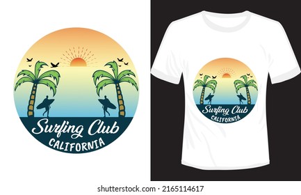 Ilustración del vector de diseño de camisetas de surf