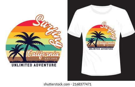 Surfing T-shirt Design Vector Illustration