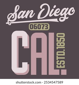 Surfing t-shirt graphic design. California San Diego wear typography