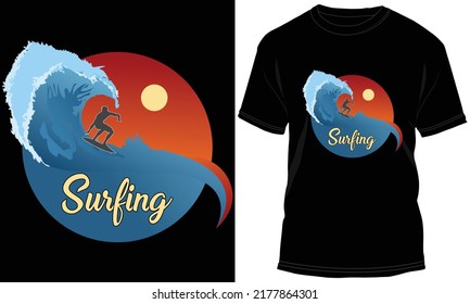 Surfing T-shirt Illustration and Vector design: The Best Surfing background T-shirt Design