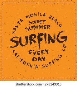 Surfing - Typographic Design - Classic look ideal for screen print shirt design