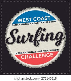 Surfing - Typographic Design - Classic look ideal for screen print shirt design