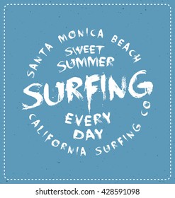 Surfing - Typographic Design - Classic look ideal for screen print shirt design