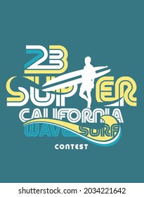 Surfing typography  design print artwork 