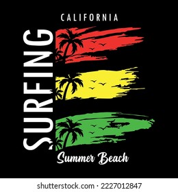 Surfing typography design t-shirt print vector illustration