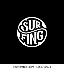Surfing typography. Handwritten circular calligraphy lettering for greeting cards, t-shirt print, posters, prints for home decorations. Vector illustration