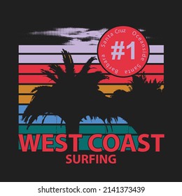 Surfing typography. T shirt graphics. Vectors