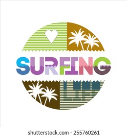 Surfing typography, t-shirt design graphics , abstract vector 