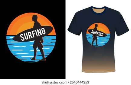 Surfing Typography T-shirt Design, Surfing in Sea Typography Tshirt Design.