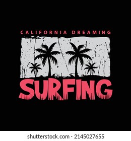 Surftypografie, Vektorgrafik von T-Shirt-Design-Illustration 